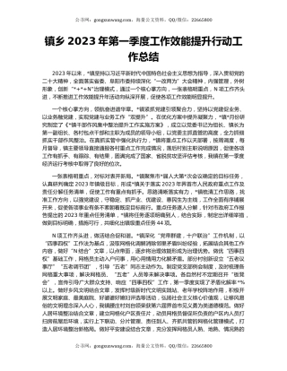 镇乡2023年第一季度工作效能提升行动工作总结