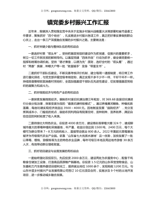 镇党委乡村振兴工作汇报