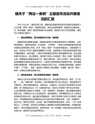 镇关于“两法一条例”主题宣传活动开展情况的汇报