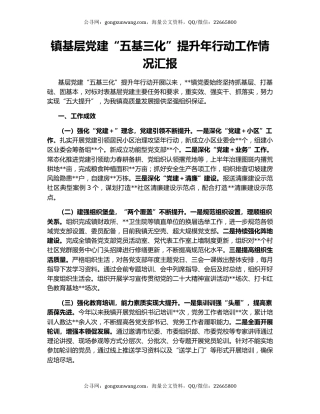 镇基层党建“五基三化”提升年行动工作情况汇报