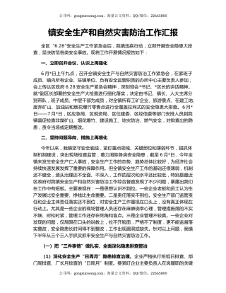 镇安全生产和自然灾害防治工作汇报