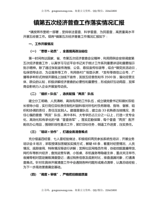 镇第五次经济普查工作落实情况汇报