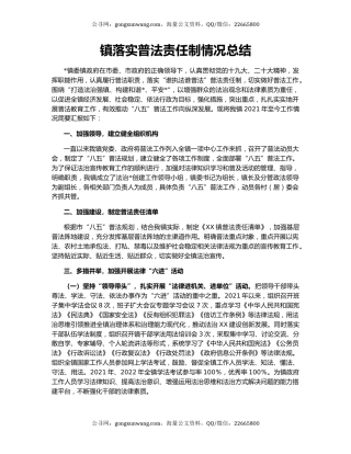 镇落实普法责任制情况总结