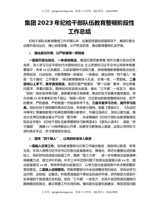 集团2023年纪检干部队伍教育整顿阶段性工作总结