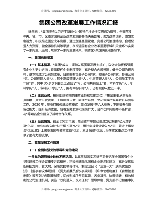 集团公司改革发展工作情况汇报