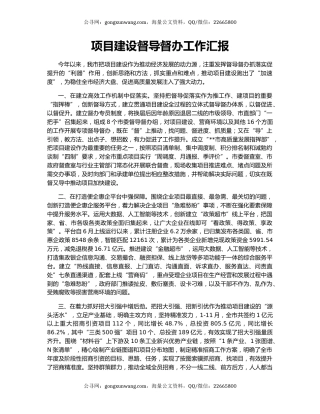 项目建设督导督办工作汇报