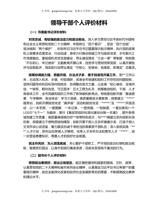 领导干部个人评价材料