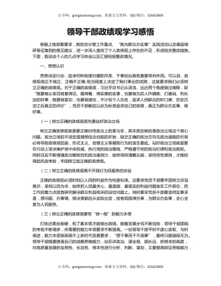 领导干部政绩观学习感悟