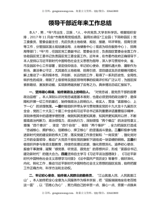 领导干部近年来工作总结