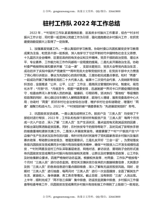 驻村工作队2022年工作总结