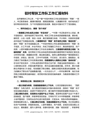 驻村帮扶工作队工作汇报材料