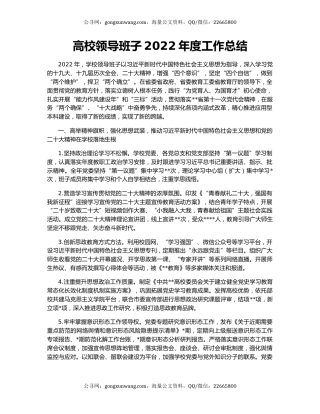 高校领导班子2022年度工作总结