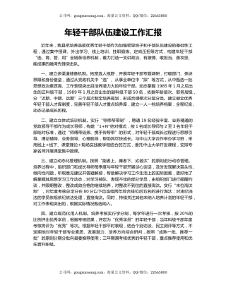 年轻干部队伍建设工作汇报