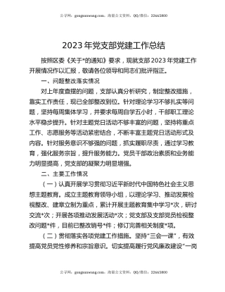 2023年党支部党建工作总结（2）