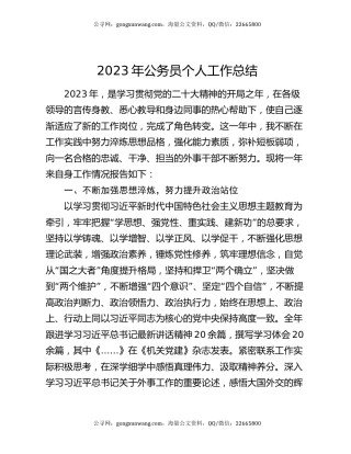 2023年公务员个人工作总结