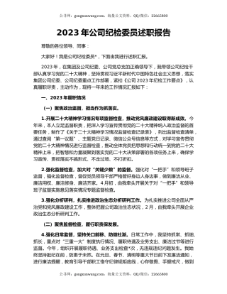 2023年公司纪检委员述职报告