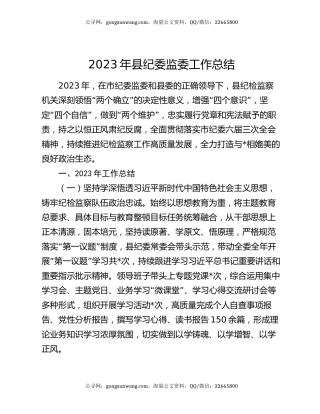 2023年县纪委监委工作总结