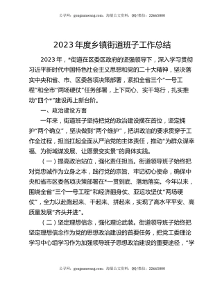 2023年度乡镇街道班子工作总结