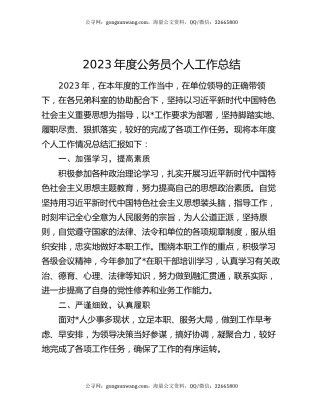 2023年度公务员个人工作总结
