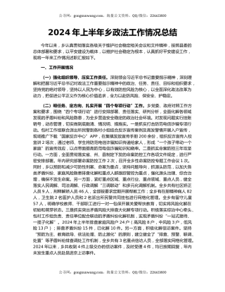 2024年上半年乡政法工作情况总结