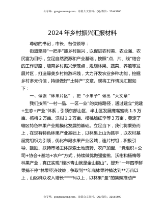 2024年乡村振兴汇报材料