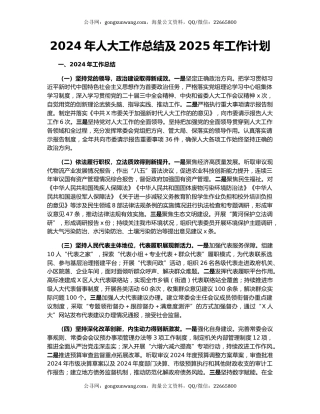 2024年人大工作总结及2025年工作计划