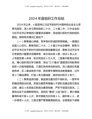 2024年县组织工作总结