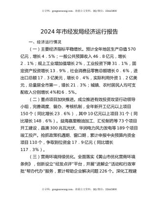 2024年市经发局经济运行报告