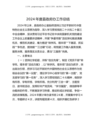2024年度县政府办工作总结