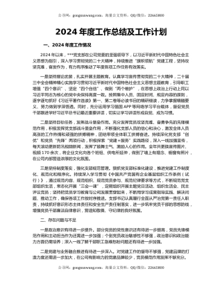 2024年度工作总结及工作计划