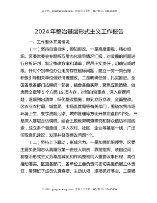 2024年整治基层形式主义工作报告