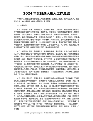 2024年某县选人用人工作总结