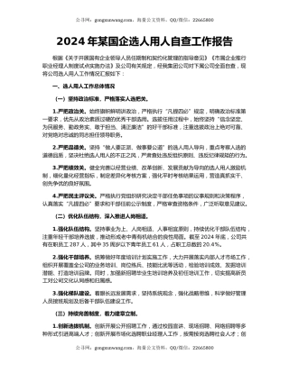 2024年某国企选人用人自查工作报告