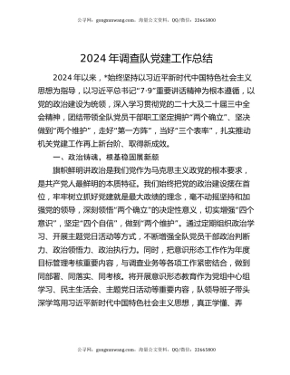 2024年调查队党建工作总结