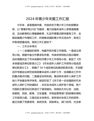 2024年青少年关爱工作汇报