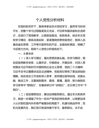 个人党性分析材料（4）