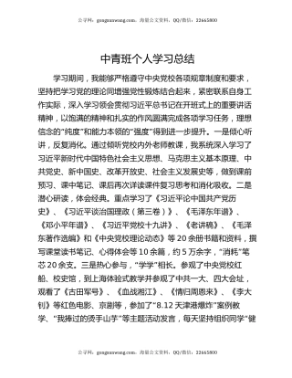 中青班个人学习总结