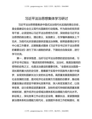 习近平法治思想集体学习研讨
