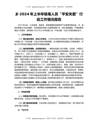 乡2024年上半年吸毒人员“平安关爱”行动工作情况报告