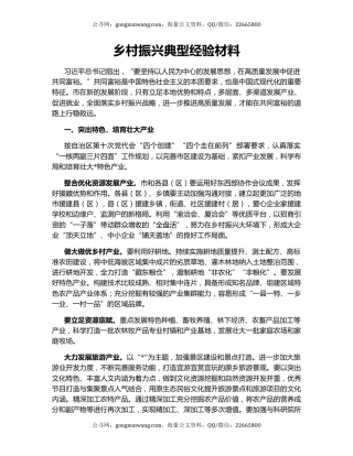 乡村振兴典型经验材料