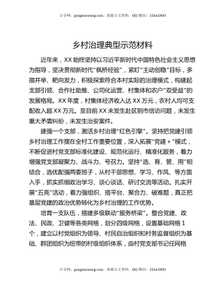 乡村治理典型示范材料