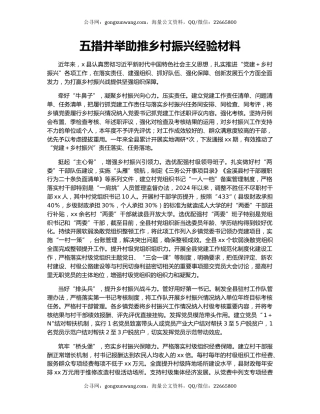 五措并举助推乡村振兴经验材料