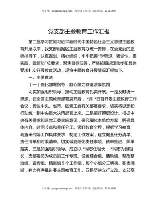 党支部主题教育工作汇报