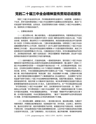 党的二十届三中全会精神宣传贯彻总结报告