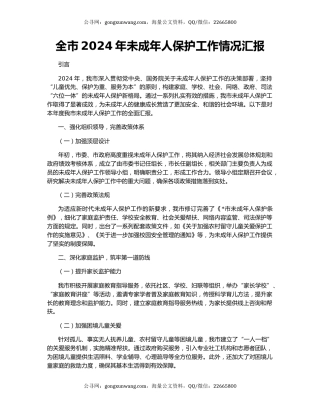 全市2024年未成年人保护工作情况汇报