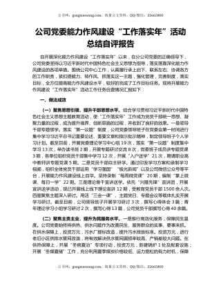 公司党委能力作风建设“工作落实年”活动总结自评报告