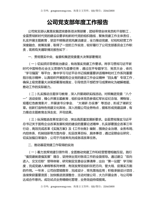 公司党支部年度工作报告