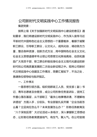 公司新时代文明实践中心工作情况报告