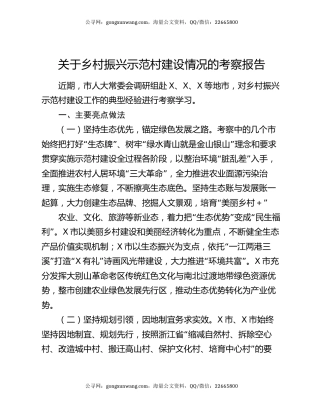 关于乡村振兴示范村建设情况的考察报告