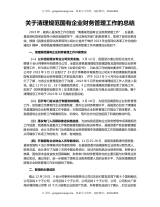 关于清理规范国有企业财务管理工作的总结